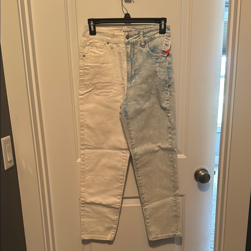 RsQ Cream and Light Blue Straight Leg Jeans